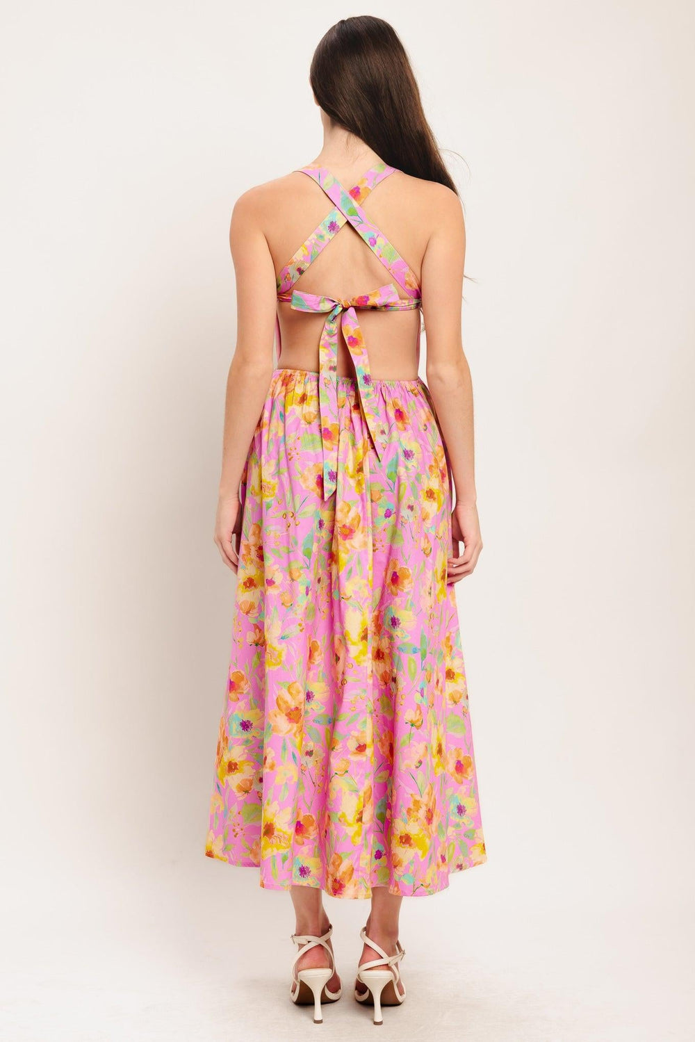 Rosy Daydream Woven Midi Dress from KADOU Boutique