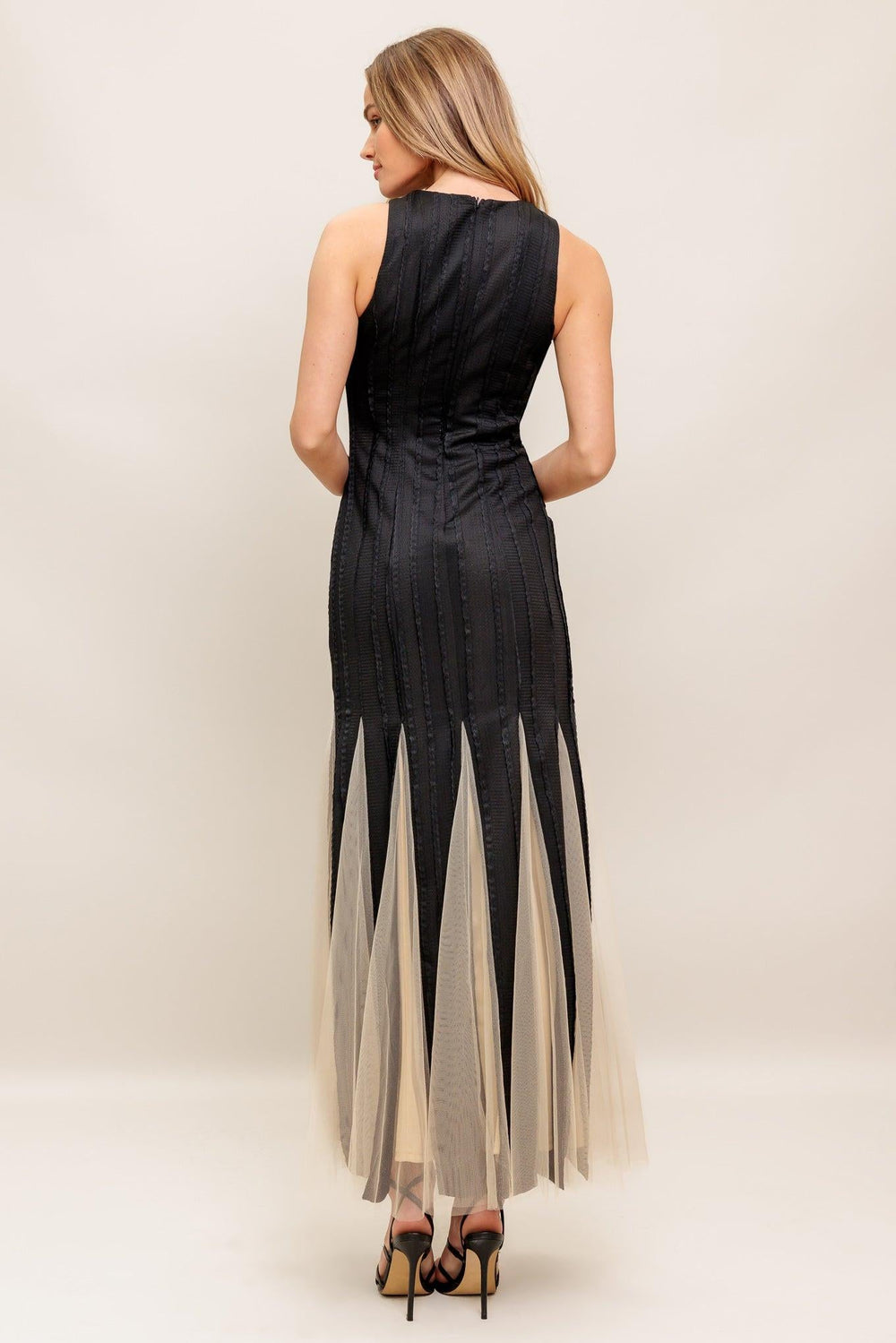 Noir Tulle Black Knit Maxi Dress from KADOU Boutique