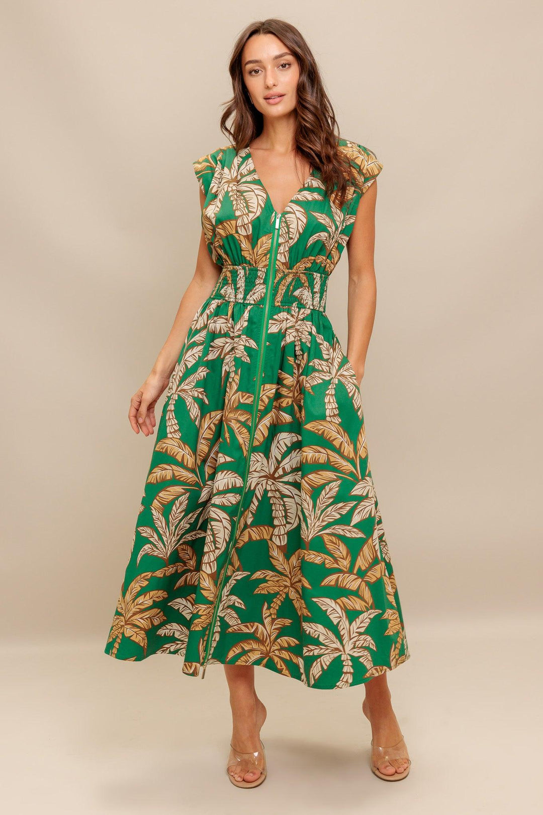 LUSH STILLNESS WOVEN MIDI DRESS