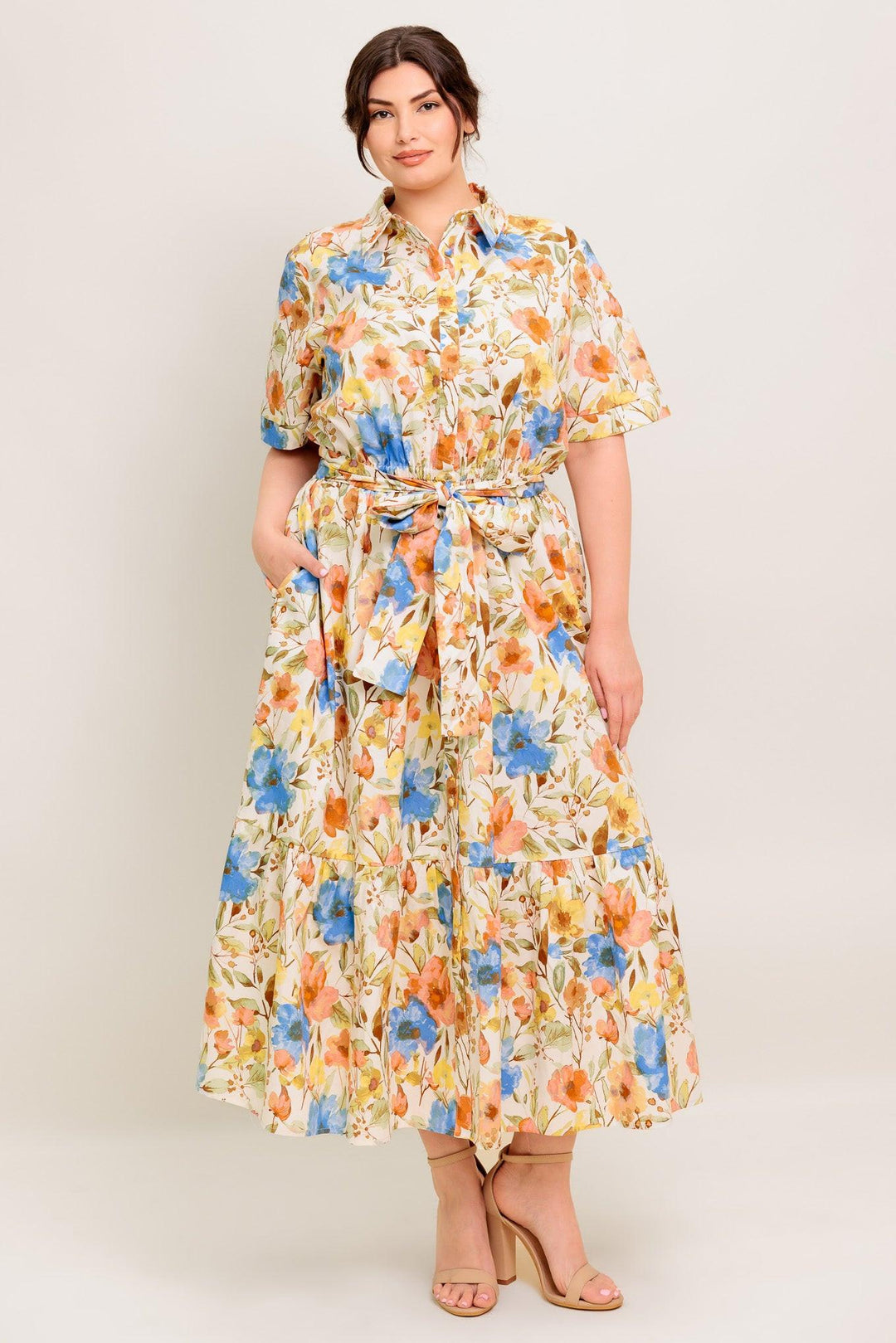 HAZEL DREAM IVORY WOVEN MIDI DRESS