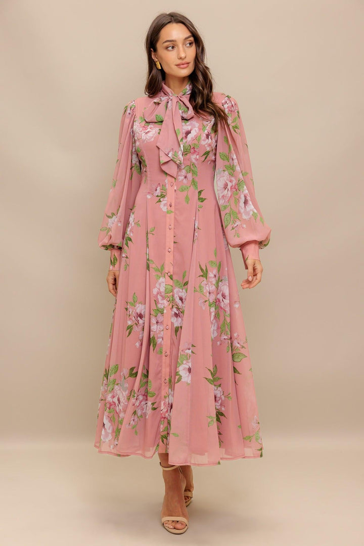 BLUSH BOTANICA WOVEN MIDI DRESS