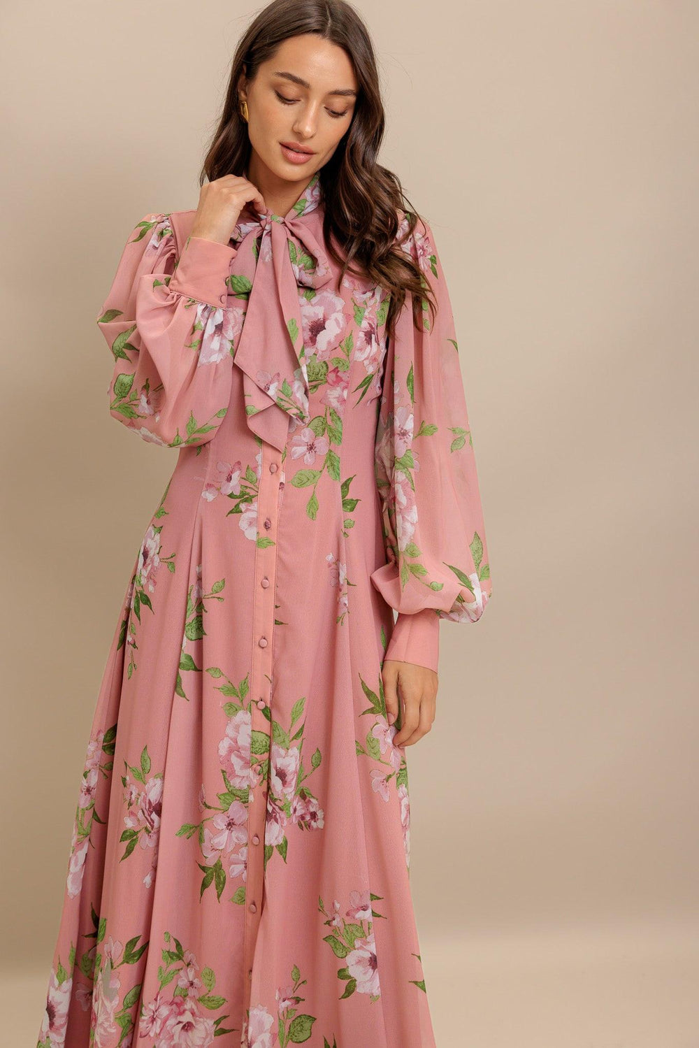 Blush Botanica Woven Midi Dress from KADOU Boutique