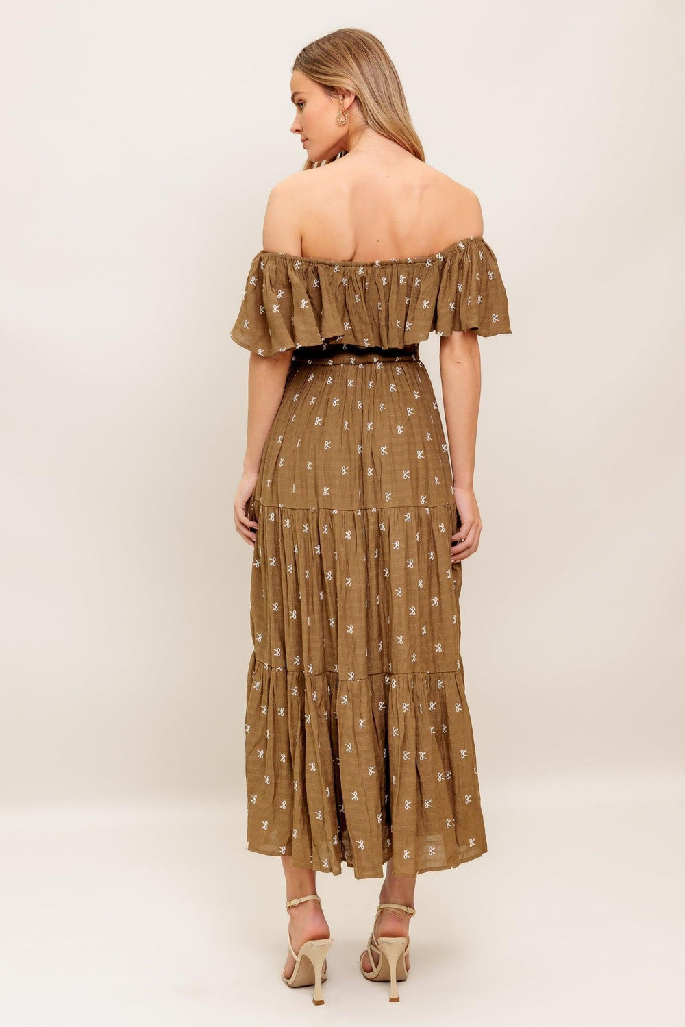 Belle Amour Brown Woven Midi Dress from KADOU Boutique
