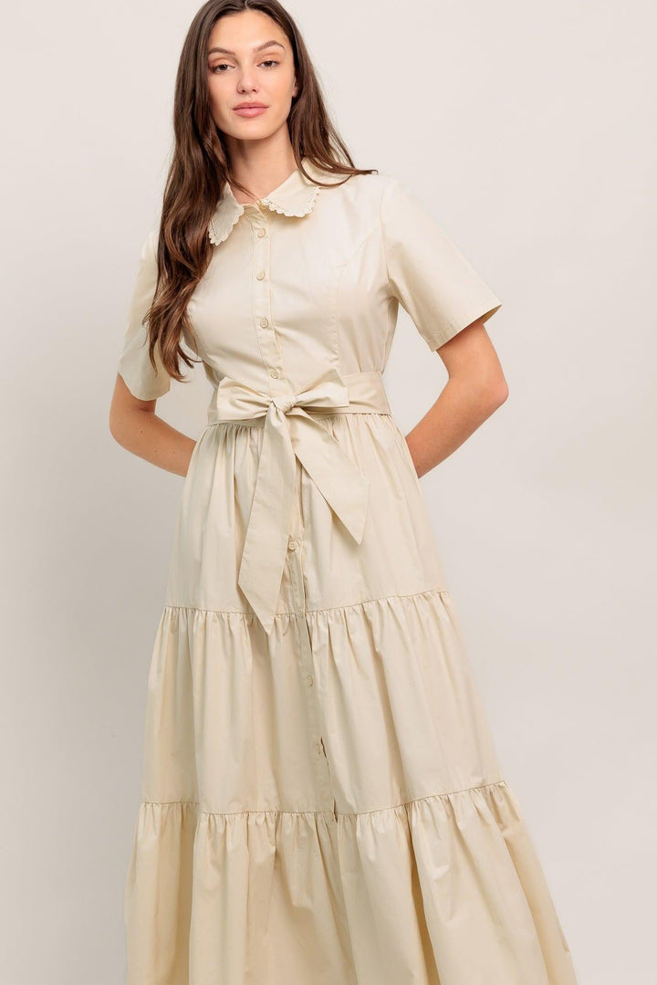 WORTH THE WAIT WOVEN MIDI DRESS