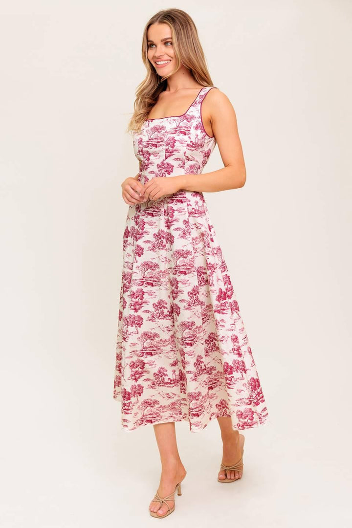 MOJITO MOOD BERRY WOVEN MIDI DRESS
