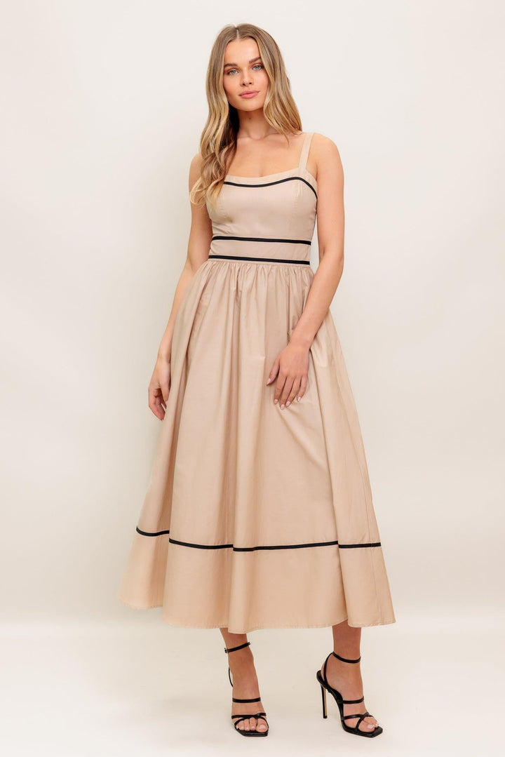 QUIET LUXE STRAP WOVEN MIDI DRESS