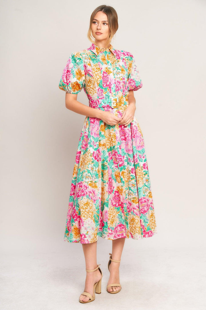 Blooming Garden Woven Midi Dress from KADOU Boutique