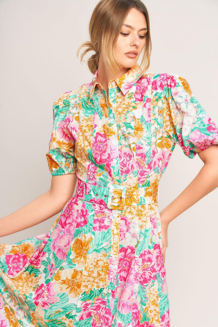 Blooming Garden Woven Midi Dress from KADOU Boutique