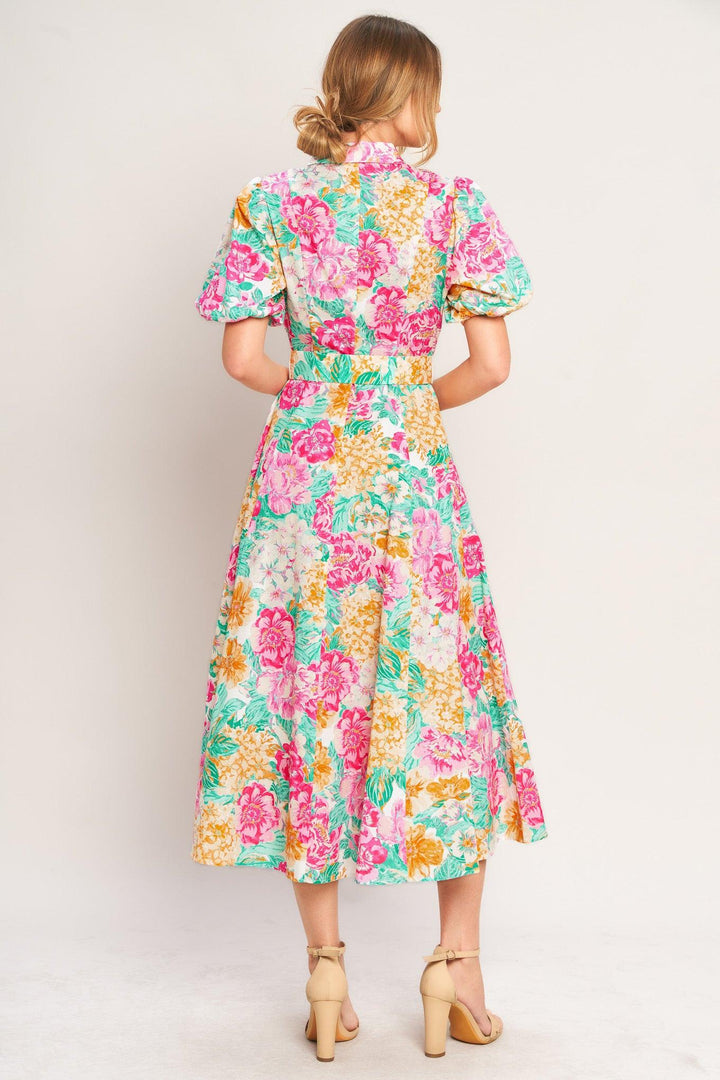 Blooming Garden Woven Midi Dress from KADOU Boutique