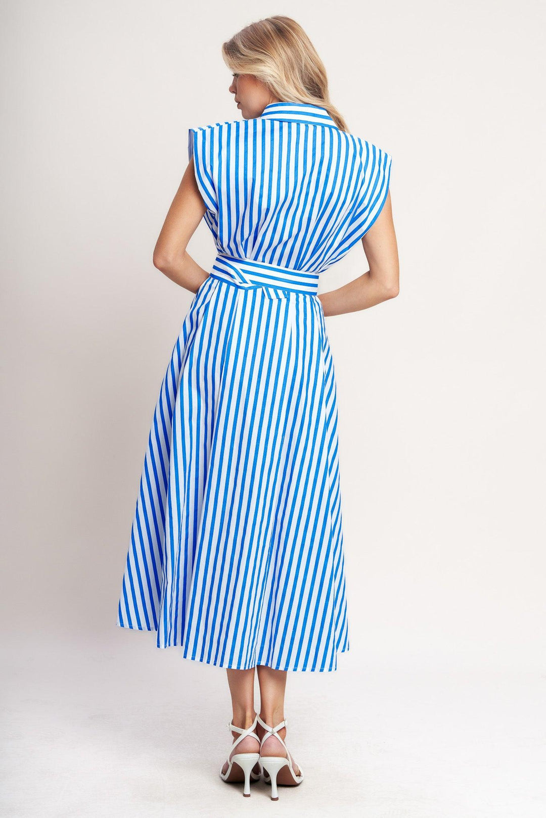 Bistro Stripe Woven Midi Dress from KADOU Boutique