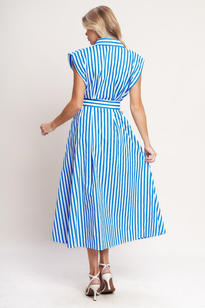 Bistro Stripe Woven Midi Dress from KADOU Boutique