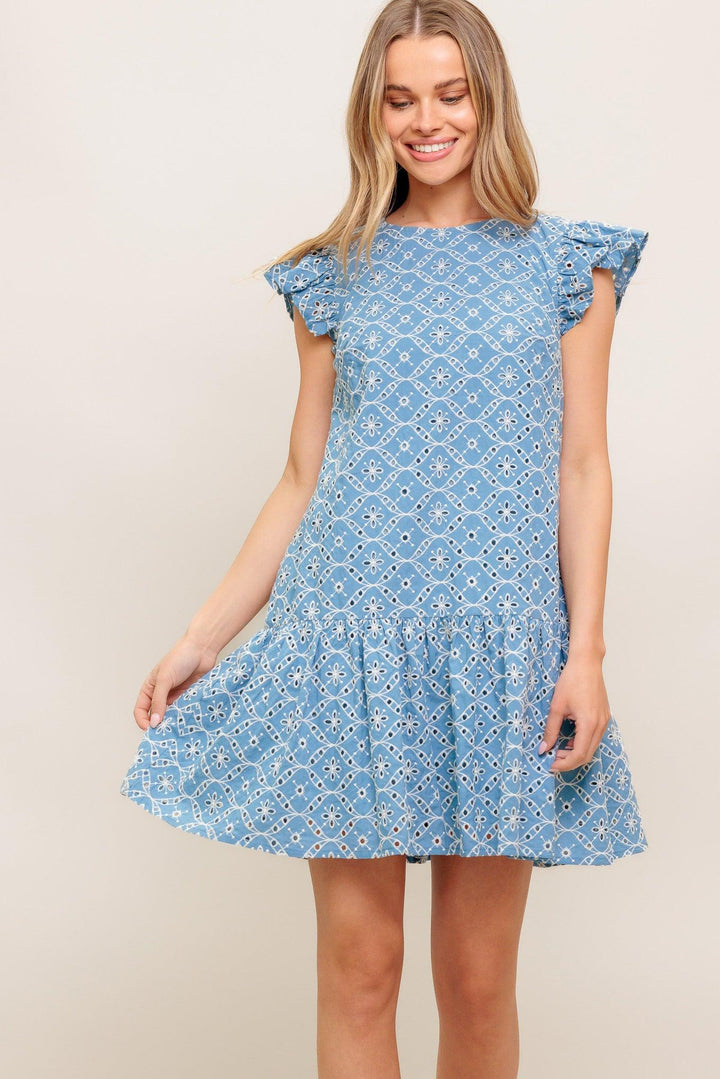 CUPCAKE SMILE WOVEN EYELET BABYDOLL DRESS