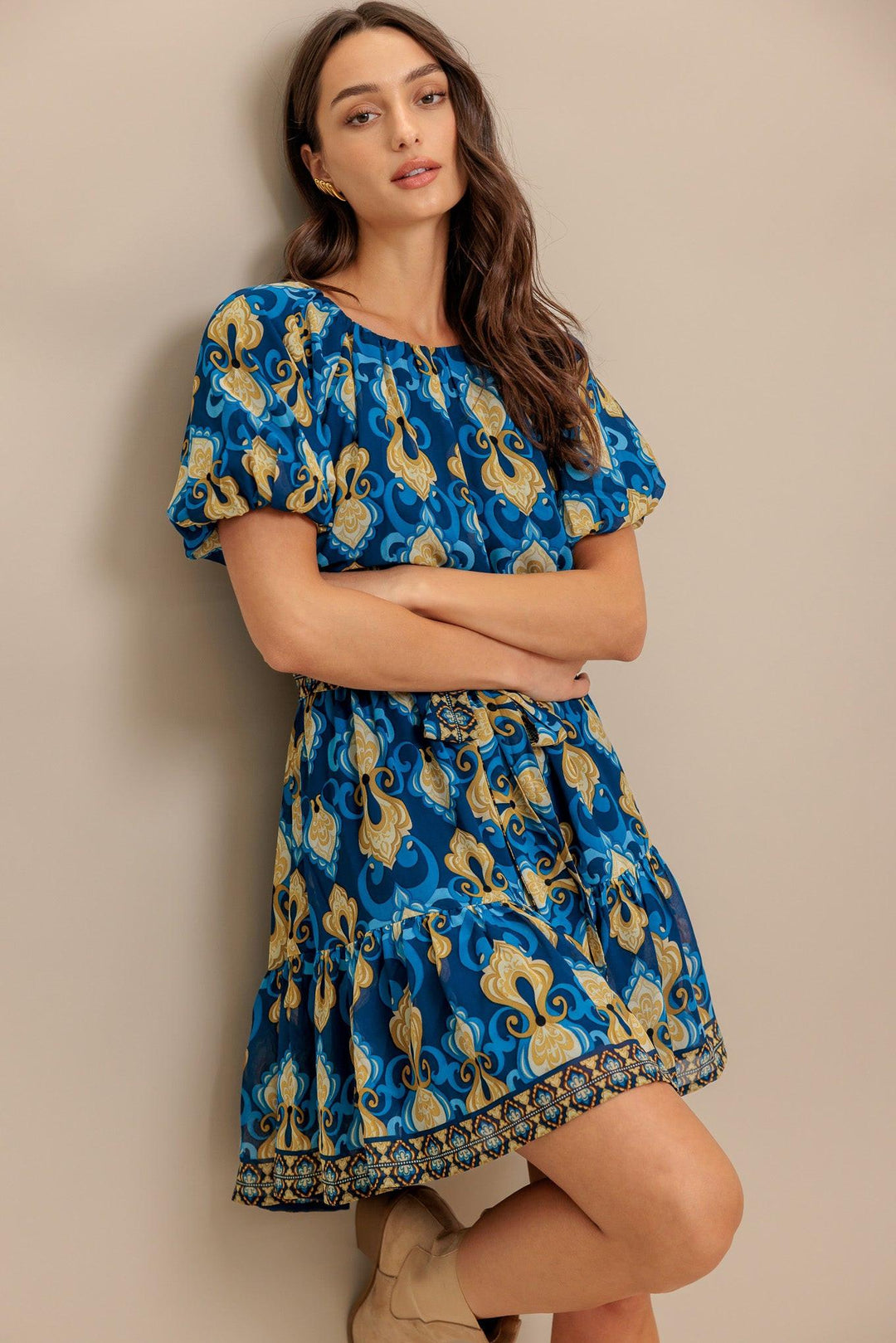 Baroque Breeze Woven Mini Dress from KADOU Boutique