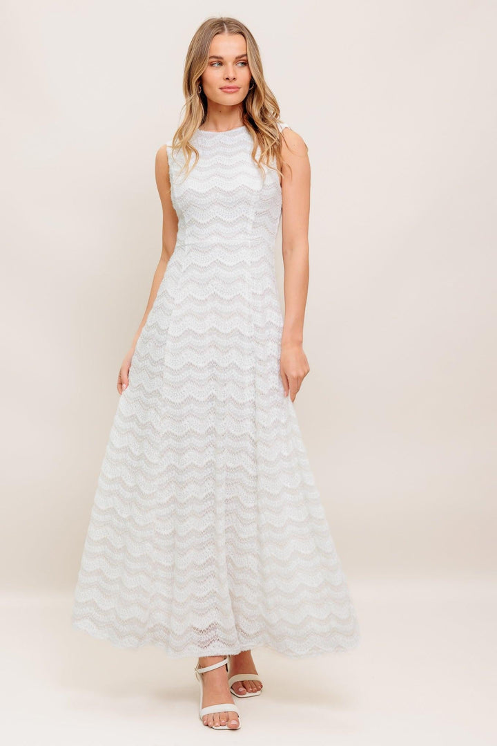 HEARTFELT CREAM WOVEN LACE ANKLE DRESS