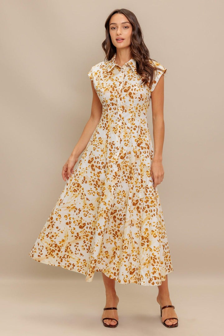 Buttercup Kiss Woven Midi Dress from KADOU Boutique