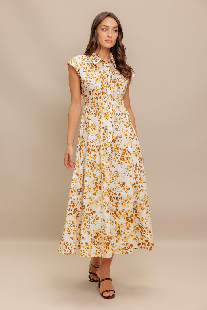 Buttercup Kiss Woven Midi Dress from KADOU Boutique