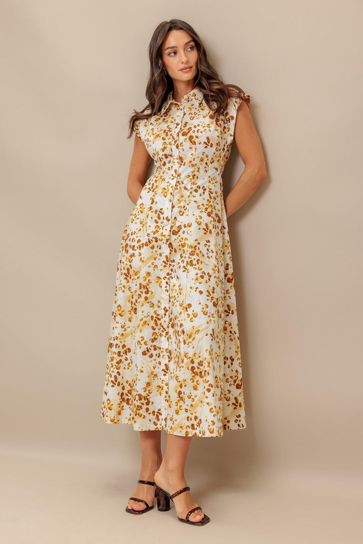 Buttercup Kiss Woven Midi Dress from KADOU Boutique