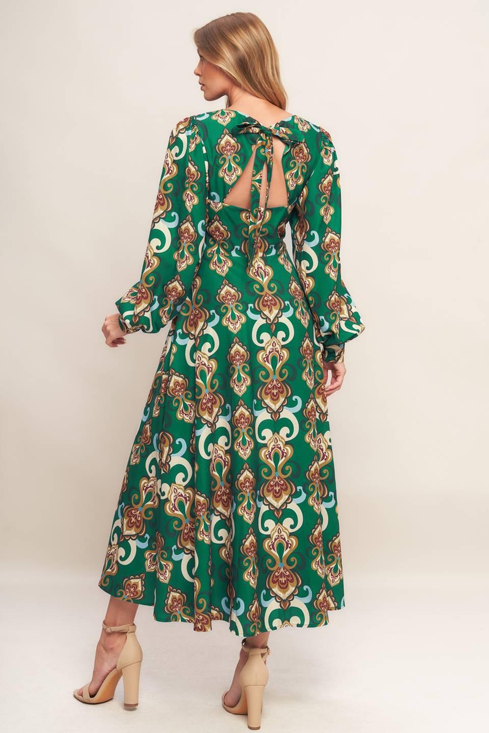 Modern Retro Bloom Woven Midi Dress from KADOU Boutique