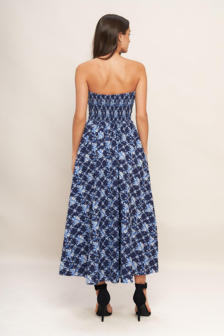 Blue Renaissance Woven Midi Dress from KADOU Boutique