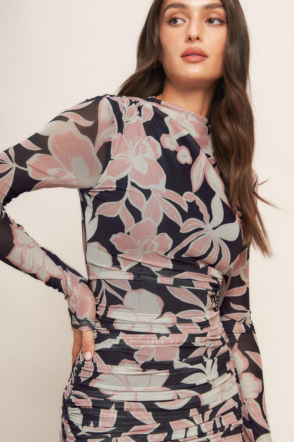 Muted Romance Power Mesh Midi Dress from KADOU Boutique