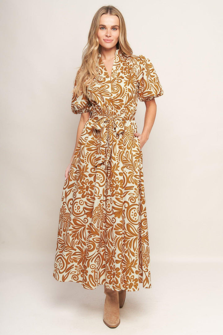 Cinnamon Garden Woven Midi Dress from KADOU Boutique