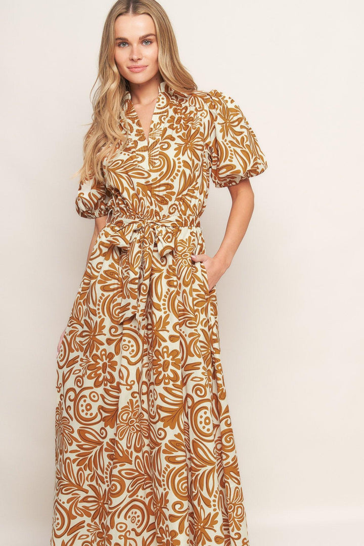 Cinnamon Garden Woven Midi Dress from KADOU Boutique