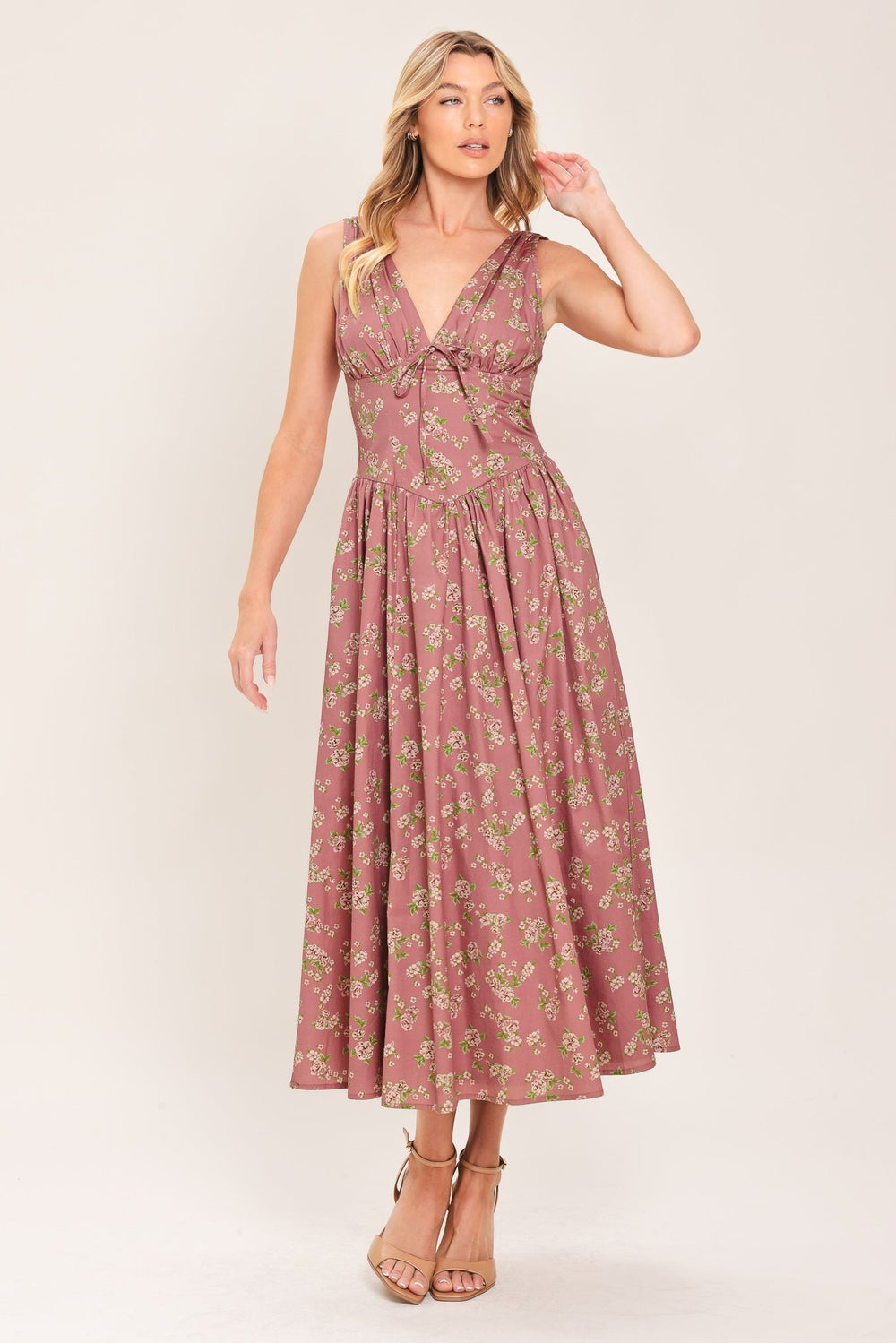 Garden Party Rose Woven Midi Dress from KADOU Boutique