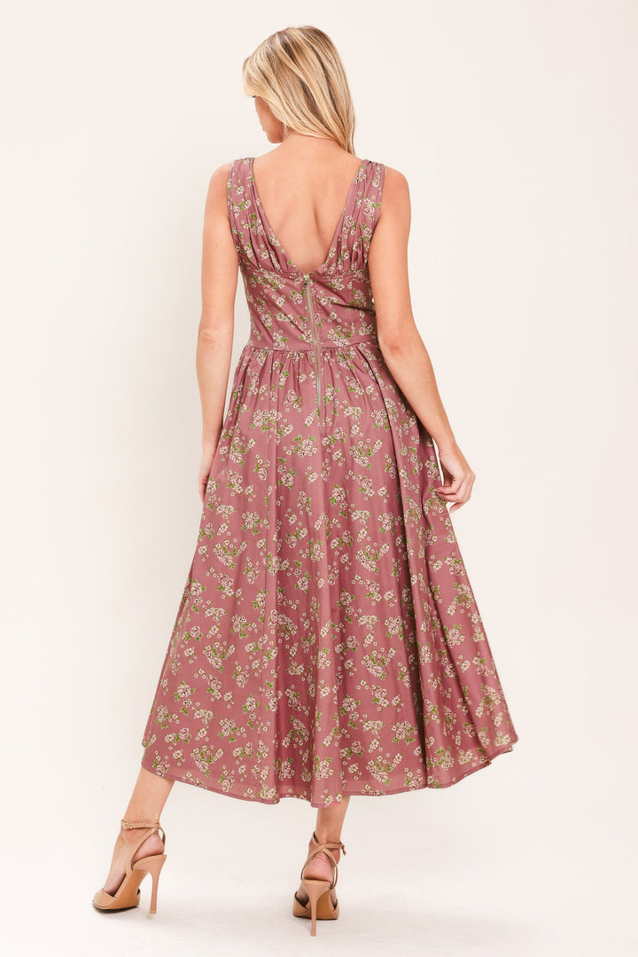 GARDEN PARTY ROSE WOVEN MIDI DRESS