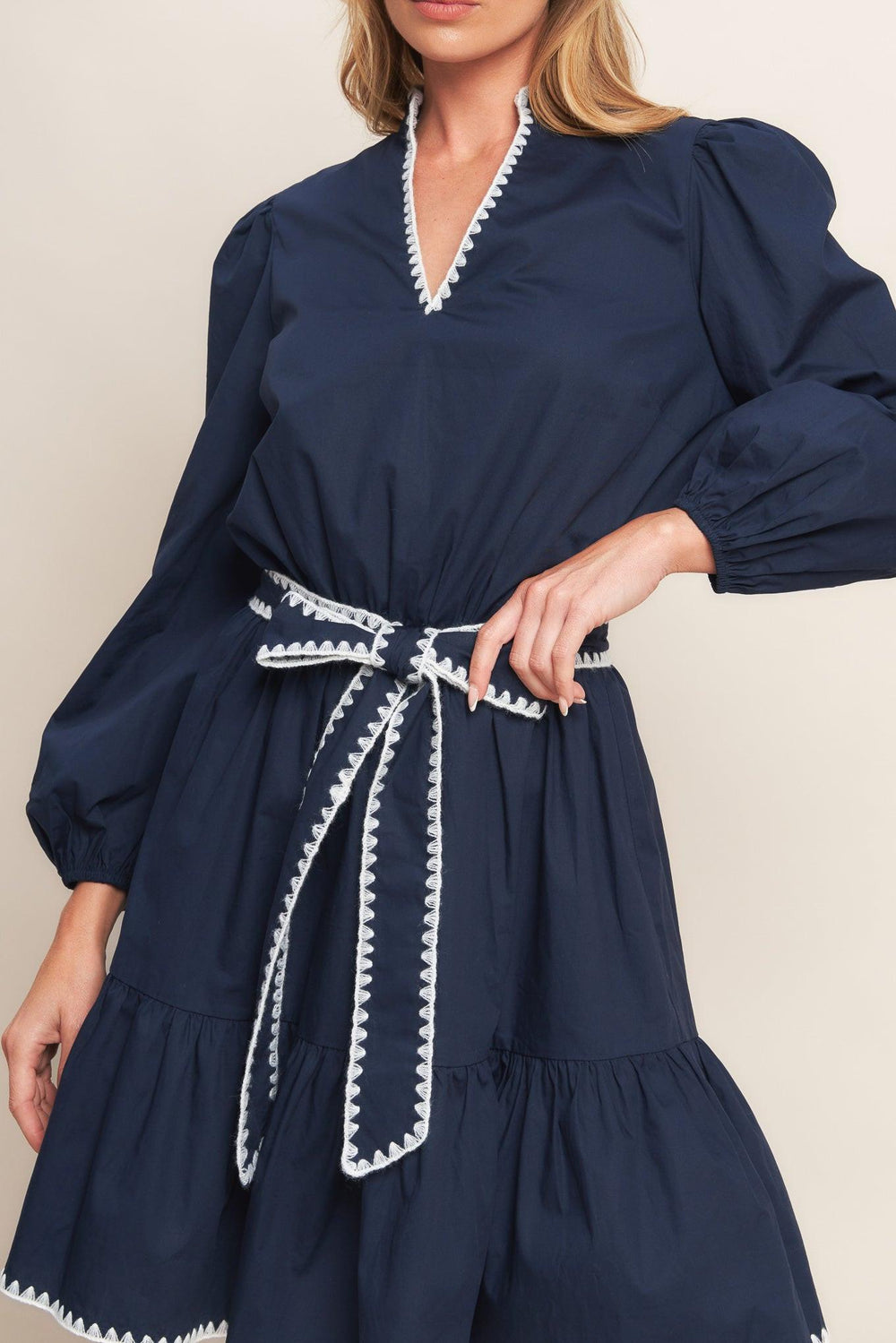 Urban Noir Navy Woven Mini Dress from KADOU Boutique
