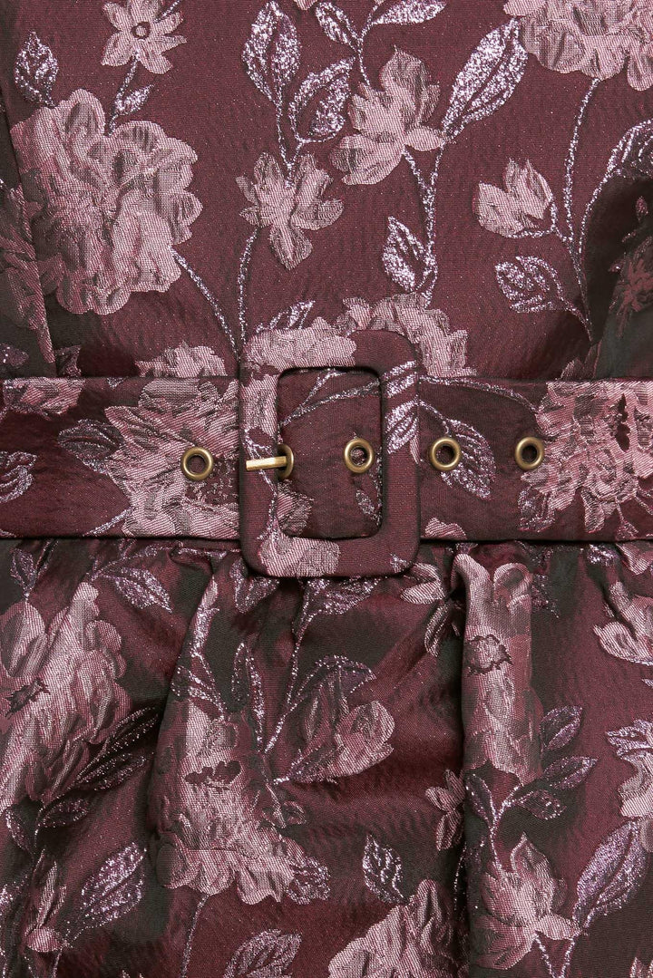 AUBERGINE CHIC JACQUARD WOVEN MIDI DRESS