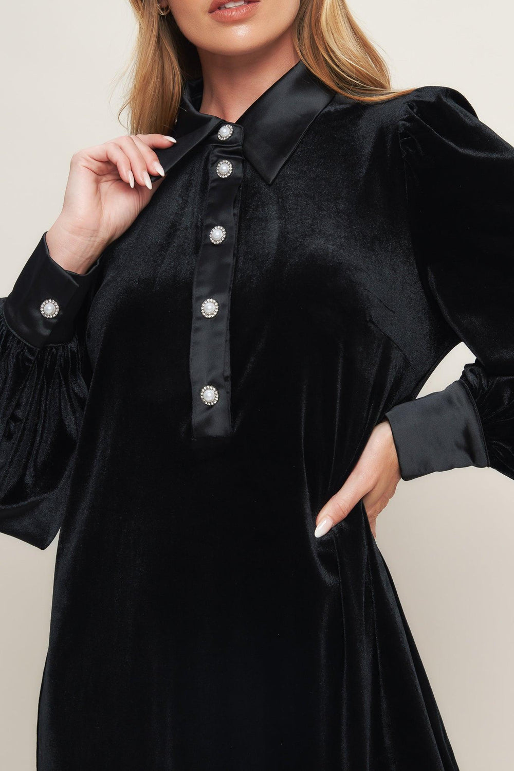 Velvet Power Black Mini Dress from KADOU Boutique