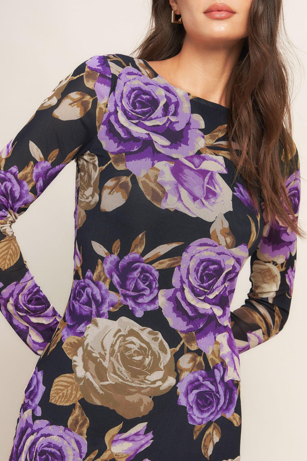 Violet Embrace Power Mesh Midi Dress from KADOU Boutique