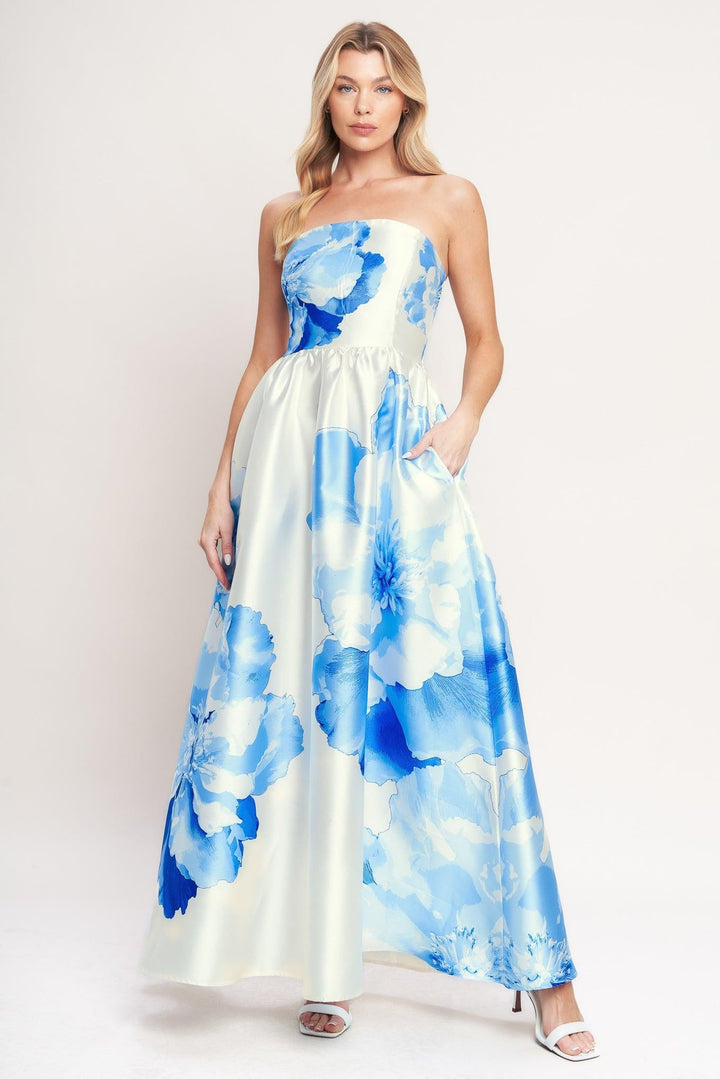 Luxe Peony Woven Maxi Dress from KADOU Boutique