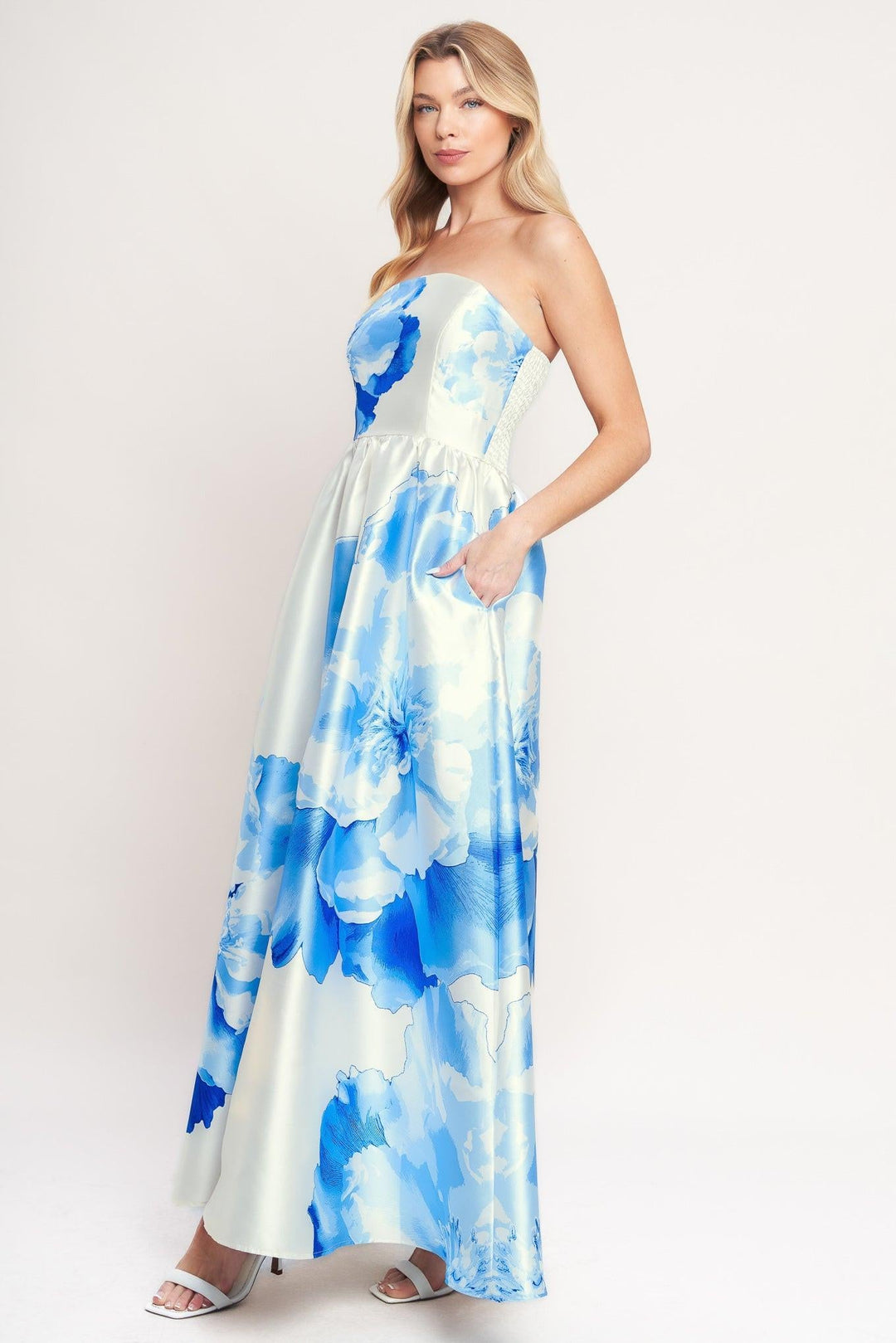 Luxe Peony Woven Maxi Dress from KADOU Boutique