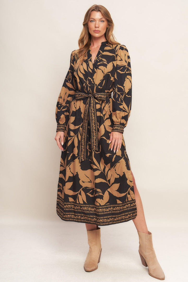Autumn Leaf Woven Midi Dress from KADOU Boutique