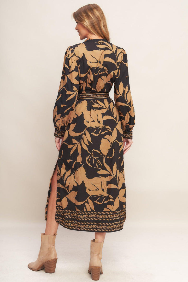 Autumn Leaf Woven Midi Dress from KADOU Boutique