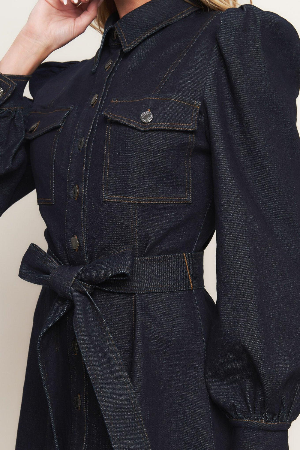 Holiday Dark Indigo Denim Mini Dress from KADOU Boutique