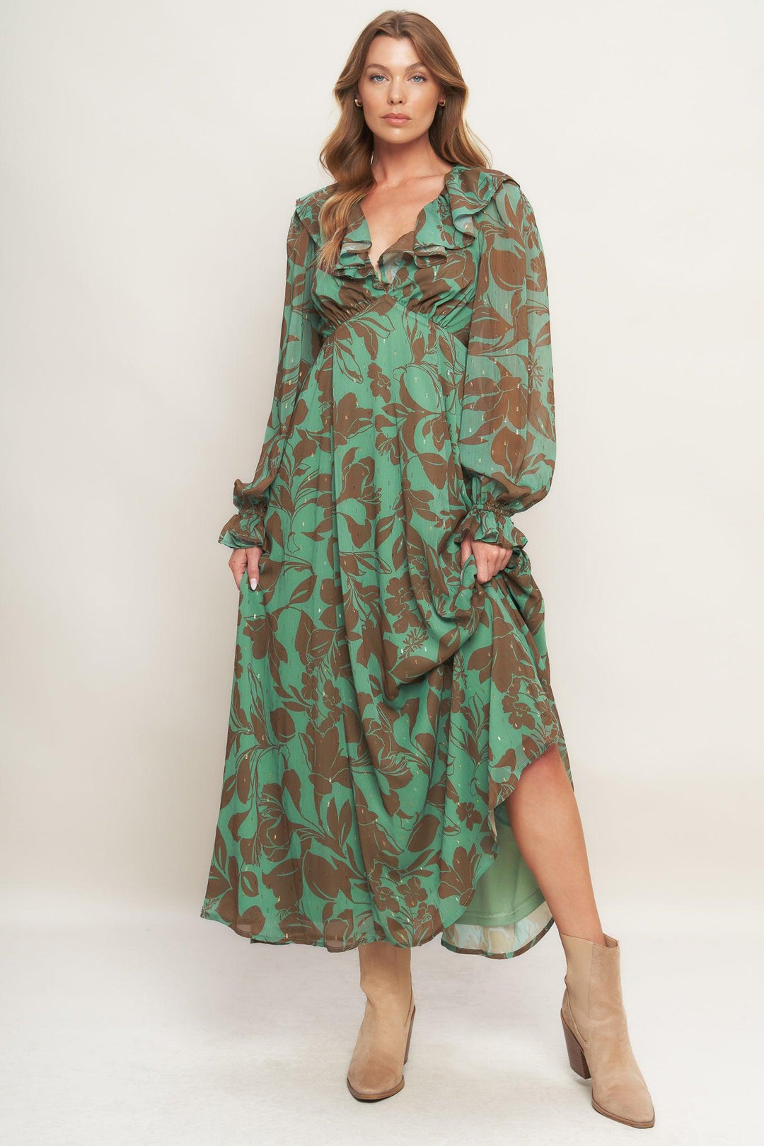 Botanic Dreams Woven Maxi Dress from KADOU Boutique