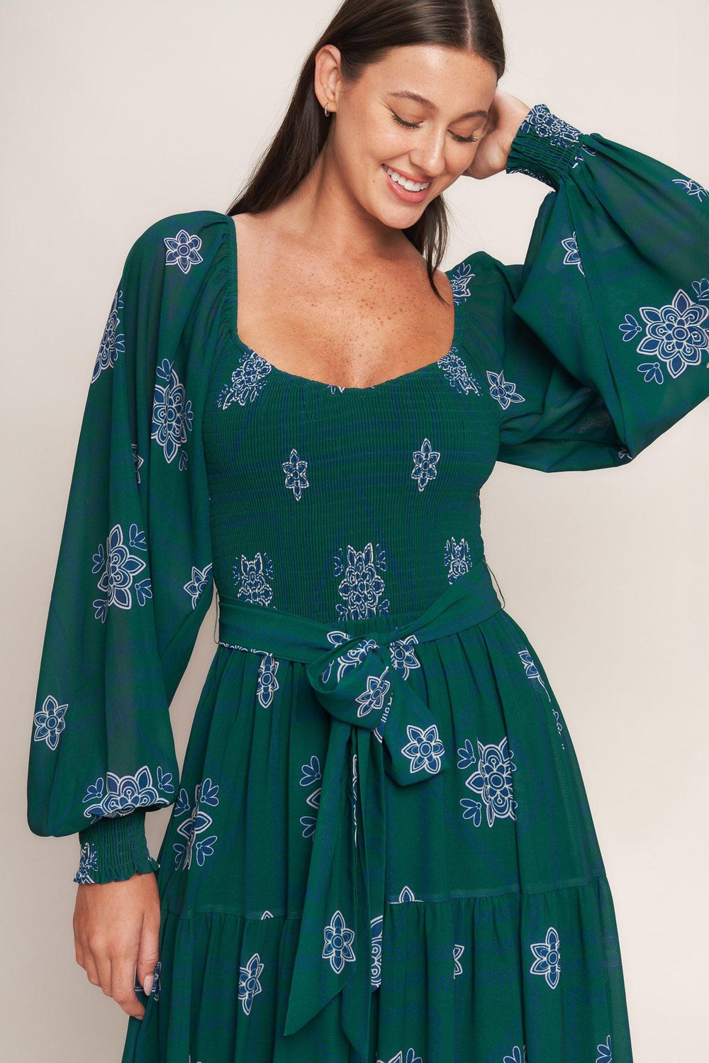 Azure Botanique Woven Maxi Dress from KADOU Boutique