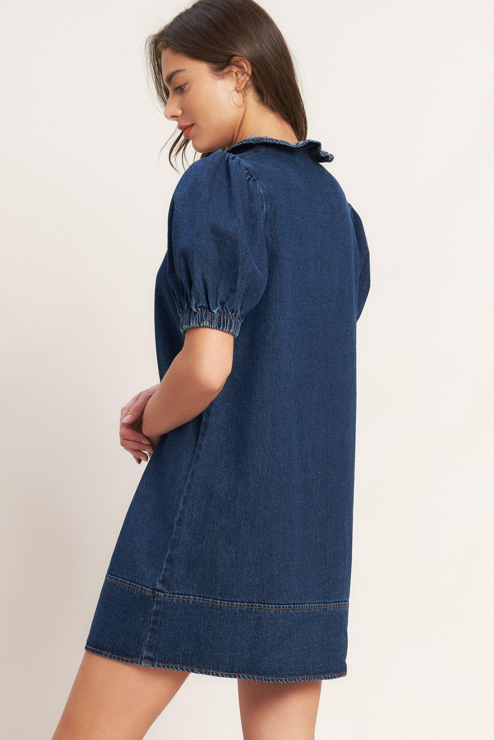 Modern Folk Touch Dnim Mini Dress from KADOU Boutique