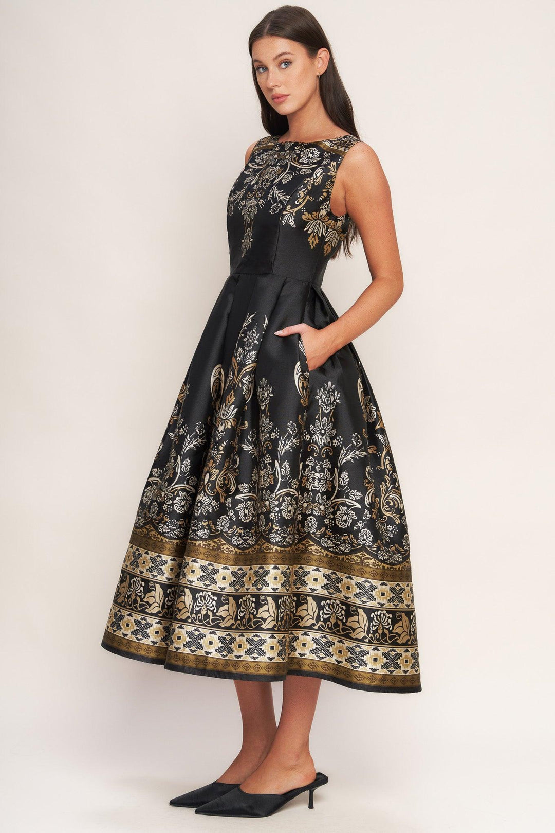 Baroque Spell Woven Midi Dress from KADOU Boutique