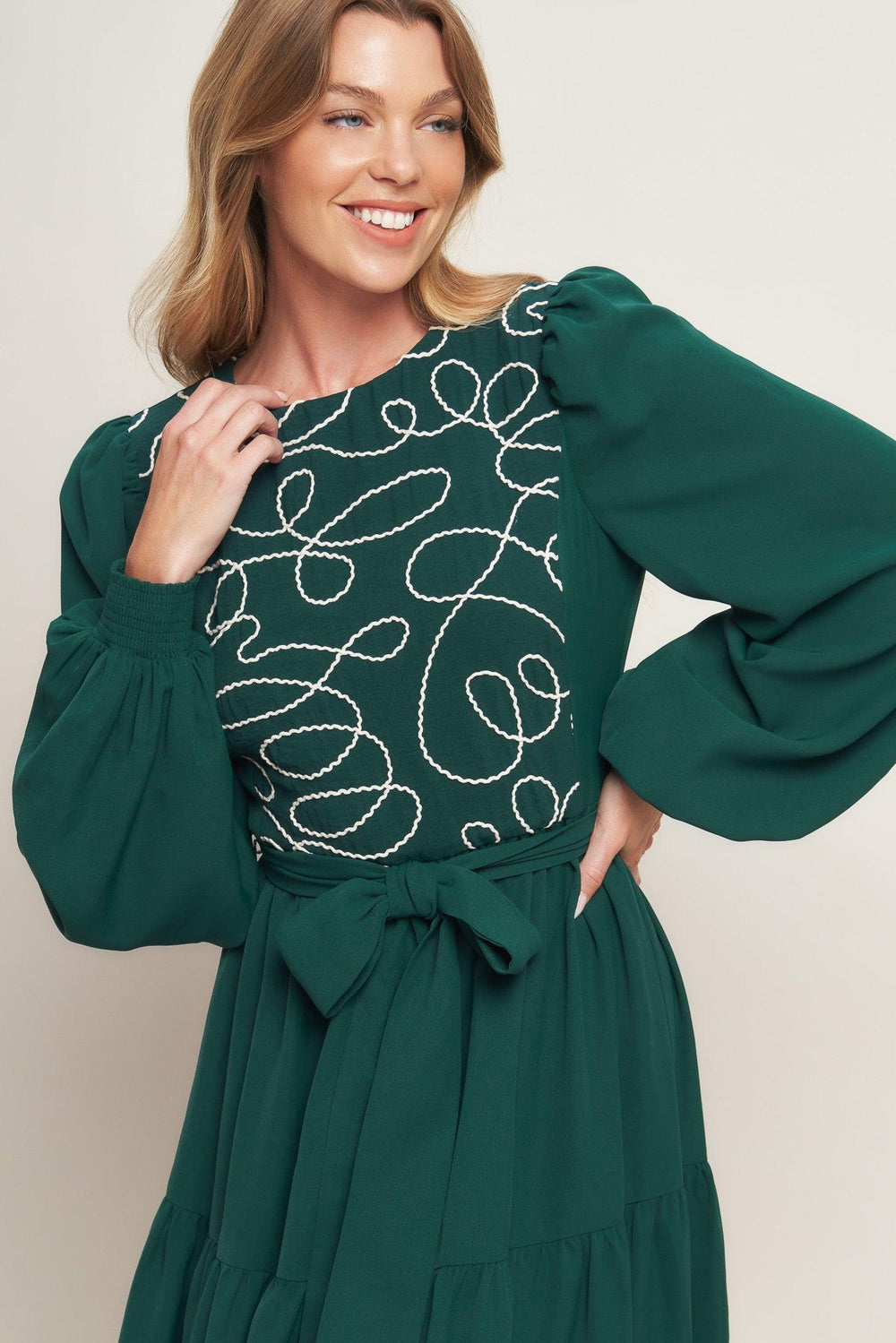 Forest Allure Woven Midi Dress from KADOU Boutique