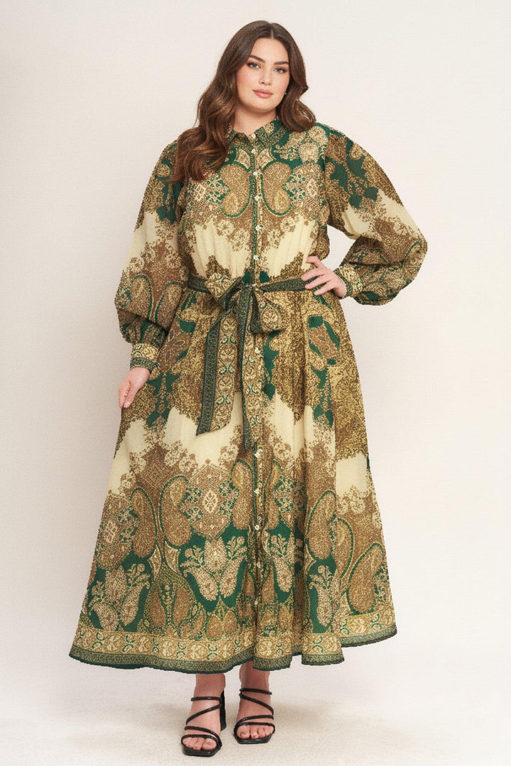 LOVELY GOLDEN VISION WOVEN MIDI DRESS