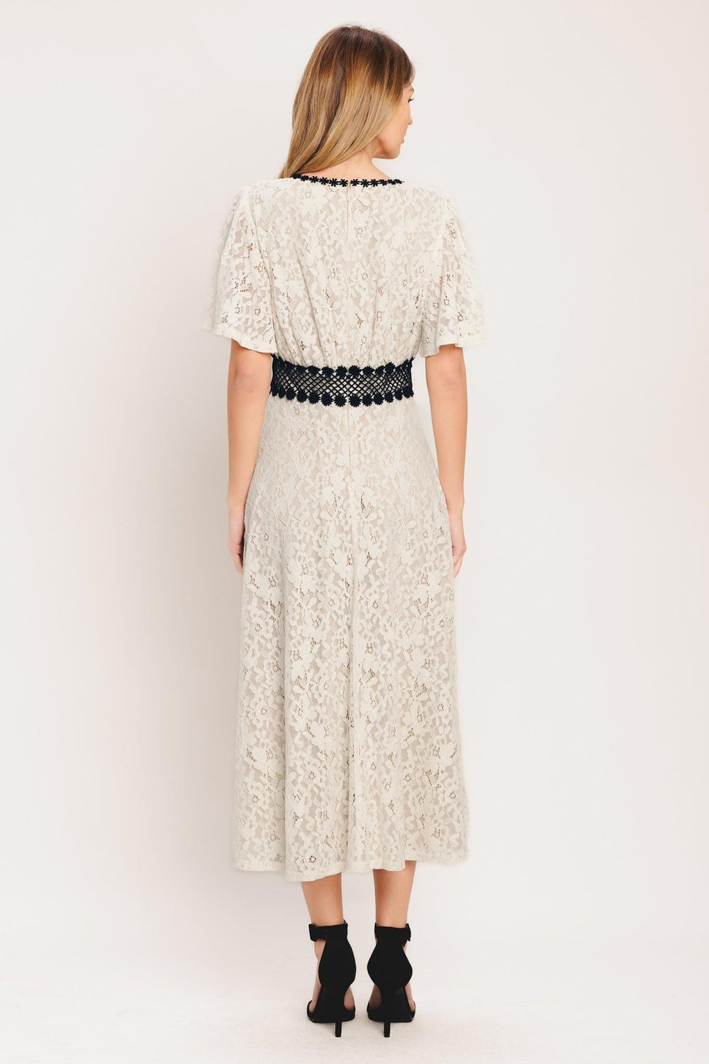 Petite Lune Woven Lace Midi Dress from KADOU Boutique