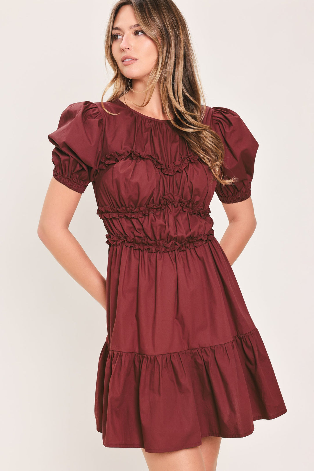 PLAYFUL CLASSIC WOVEN MINI DRESS