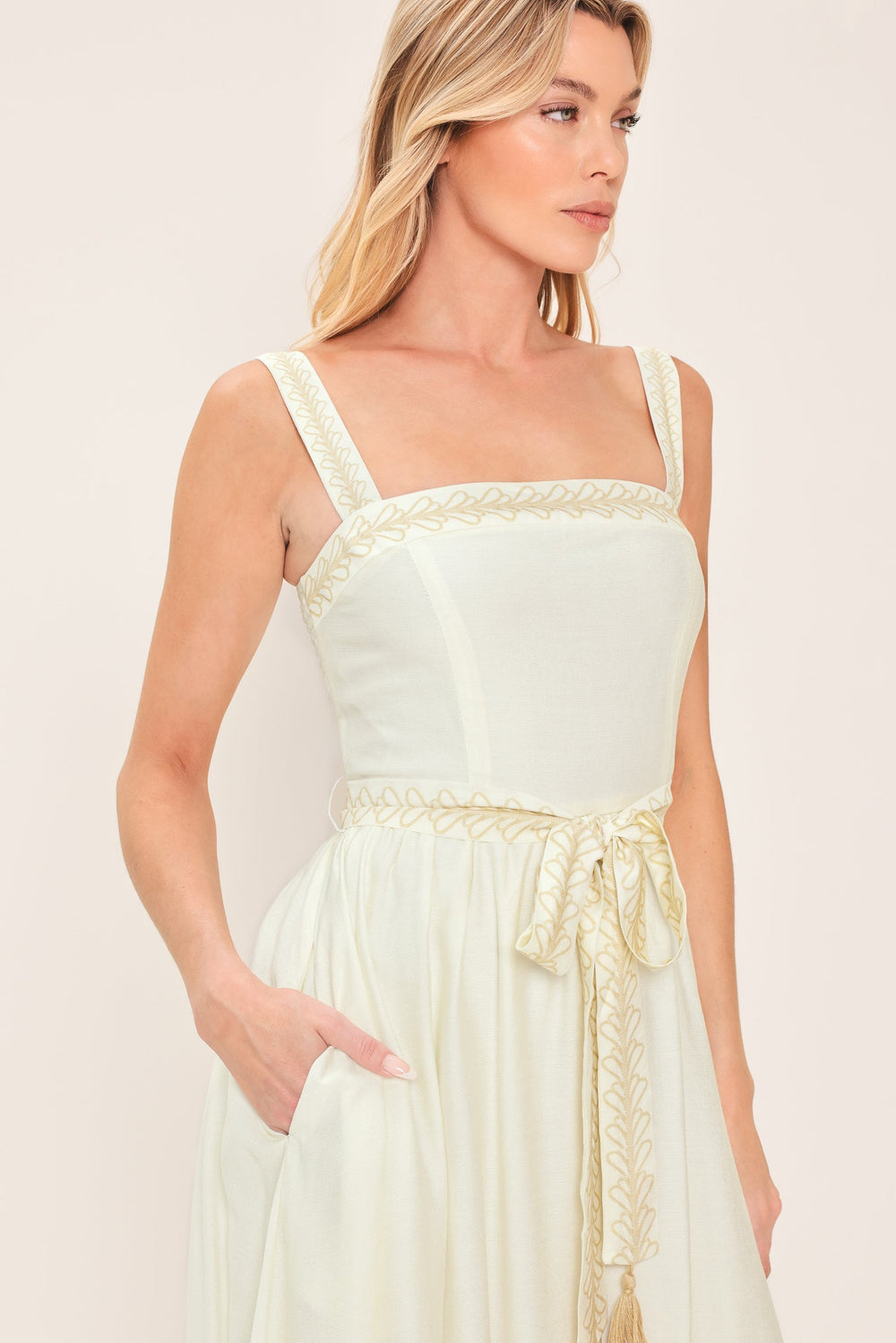 Moonlit Garden Woven Midi Dress from KADOU Boutique