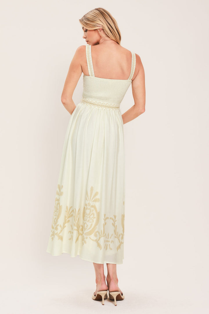 MOONLIT GARDEN WOVEN MIDI DRESS