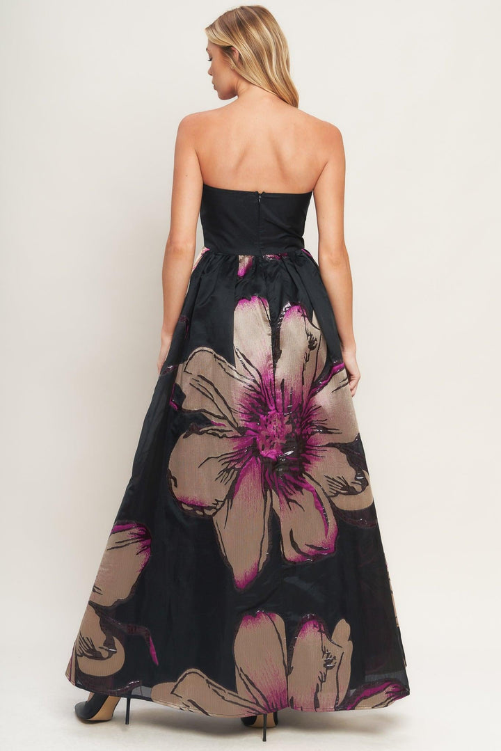 GILDED FLOWER WOVEN MAXI DRESS