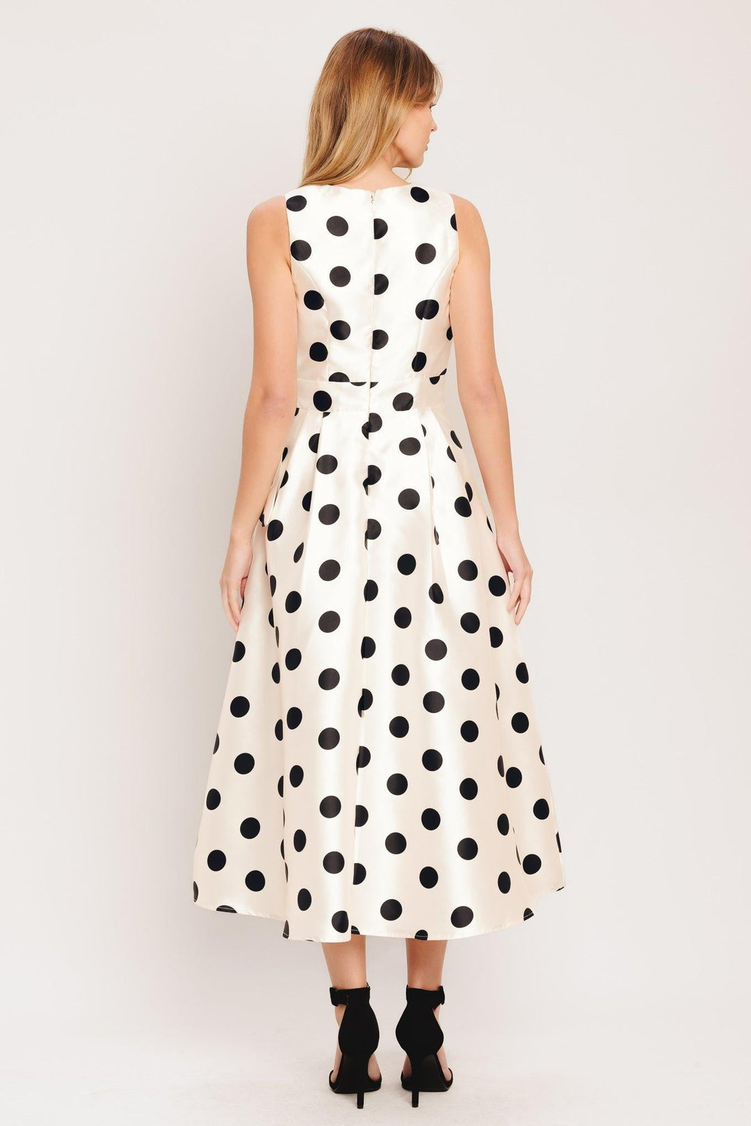 Café Noir Polka Woven Midi Dress from KADOU Boutique