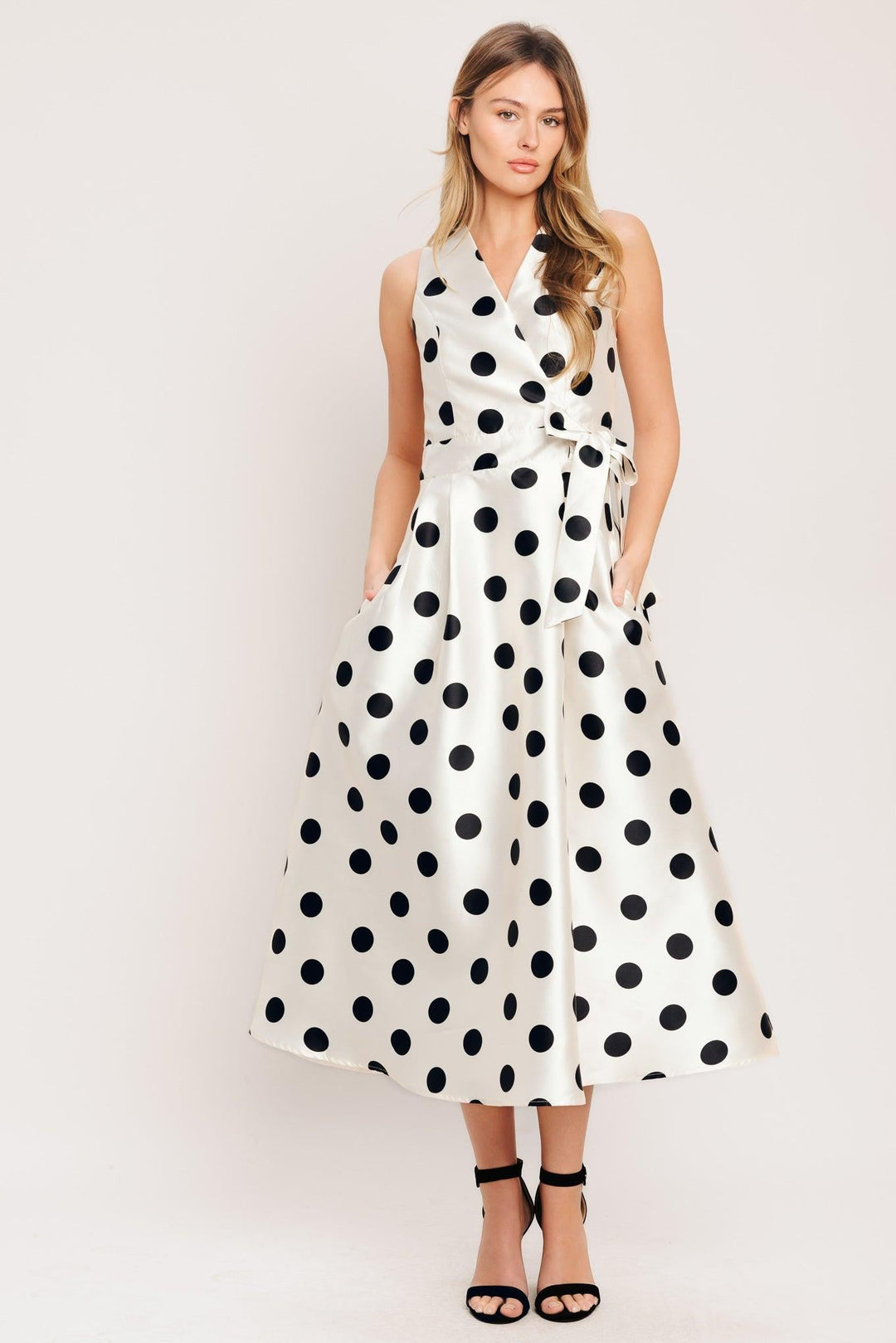 Café Noir Polka Woven Midi Dress from KADOU Boutique